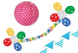 Jugendfeier Jugendweihe Raumdekoration, Wimpelketten, Lampions, Luftballons