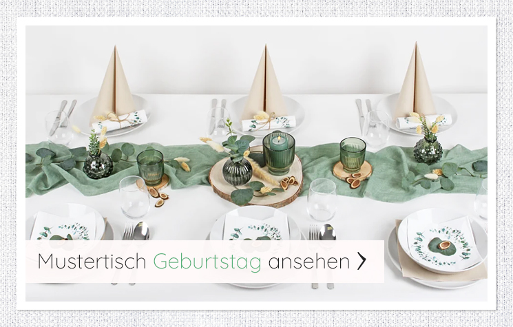 Tischdeko Mustertisch Geburtstag Eukalyptus