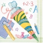 20er Pack Servietten Einschulung, Schultüte in Pastellfarben, 33 x 33 cm.