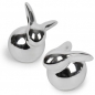 2 Keramik Osterhäschen in Silber, 60 mm.