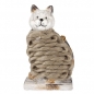 Holzoptik Katze mit Wolle, 15 cm.