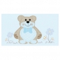 20 Namenskärtchen Taufe, Teddybär in Hellblau, 45 mm.