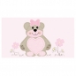 20 Namenskärtchen Taufe, Teddybär in Rosa, 45 mm.