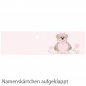 20 Namenskärtchen Taufe, Teddybär in Rosa, 45 mm.