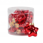 12 Mini Glas Christbaumschmuck-Sterne in Rot glänzend, 40 mm.