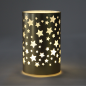 Deko LED-Licht Zylinder, Sternenzauber in Gold, 14,5 cm im Dunkeln, Beleuchtung an.