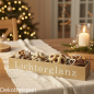 Dekobeispiel mit Weihnachtsplätzchen für die Holz Adventskiste Shabby Stil, -Lichterglanz- in Gold/Weiß, 50 cm.