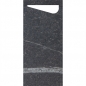 Duni Bestecktasche Sacchetto Marble Black mit Serviette in Weiß, 8,5 x 19 cm.