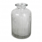 Kleines Glas Flaschen Väschen, gemustert, klar, 10 cm.