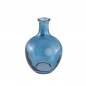 Kleines Glas Flaschen Väschen, bauchig in Blau, 11,5 cm.