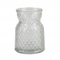 Kleines Glas Väschen mit Rautenmuster, klar, 10,5 cm.