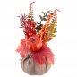 Deko Herbst Bouquet mit Kürbis im Jutesäckchen, 27 cm.