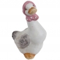 Keramik Gans mit Tuch in Rosa, 13 cm.