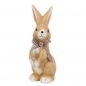 Großer Keramik Hase mit Schleife in Braun, 25 cm.