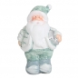 Keramik Weihnachtsmann in Mintgrün/Grau mit Geschenk in Silber, 11 cm