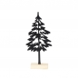 Deko Metall Tannenbaum in Schwarz auf Holzsockel, 22,5 cm.