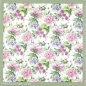 20er Pack Servietten Romantische Blumenpoesie, 33 x 33 cm, Ansicht aufgeklappt.