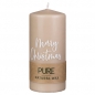 Stumpenkerze Pure, Eco, Merry Christmas, Weihnachten in Taupe, 130 x 60 mm.