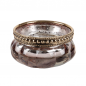 Teelichtglas Vintage mit Metallrand in Antik-Rosa schimmernd/Gold, verspiegelt, 60 mm.