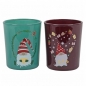 2er Set Teelichtgläser Weihnachten, Wichtel, inkl. 3 Teelichter, 67 mm.