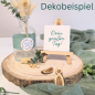 Dekobeispiel Tischdeko Paket Einschulung Eukalyptus.