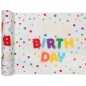 3 Meter Vlies Tischläufer Geburtstag -Happy Birthday-, bunt/Gold, 28 cm.