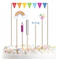 6 Deko Stecker, Tortendeko, Einschulung, ABC, Regenbogen, 21 cm