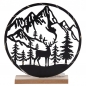 Metall Berglandschaft mit Hirsch und LED Beleuchtung, in Schwarz, 21 cm.