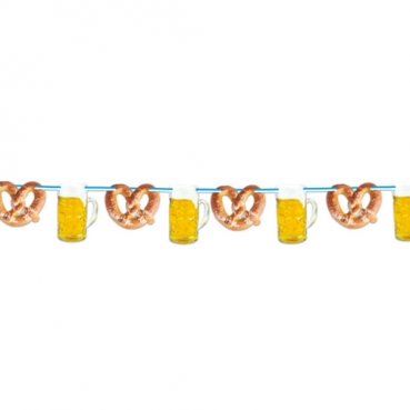10 Meter Girlande Bierfest, Bier und Brezel, 13,5 cm