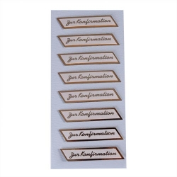 3D Sticker mit Schriftzug: Zur Konfirmation, in Gold