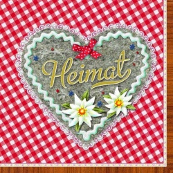 20er Pack Servietten Heimat Herz in Rot, 33 x 33 cm
