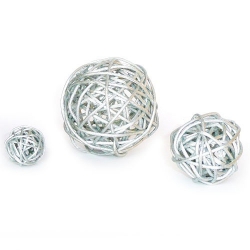 3er Set Rattan Kugeln in Gold oder Silber