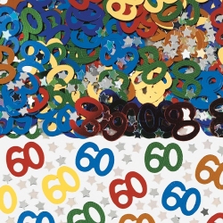 Zahlenkonfetti 60 mit Sternchen, bunt