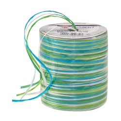 50 Meter 5-fach Bastband Raffia matt in Blau-Grüntönen