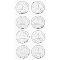 Klebe Sticker Schiff -Einladung zu meiner Konfirmation- in Silber
