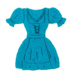 10er Pack Streudeko Filz Dirndl in Türkis, 40 mm