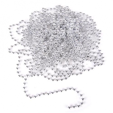 10 Meter Deko Perlenkette in Silber, 8 mm