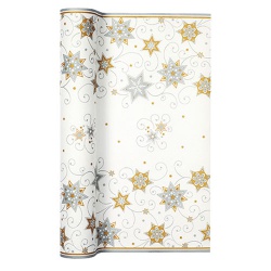 4,9 Meter Airlaid Papier Tischläufer Stars and Swirls in Silber, 40 cm