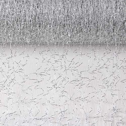 15 Meter Crackle Vlies, Tischläufer in Silber, 28 cm.