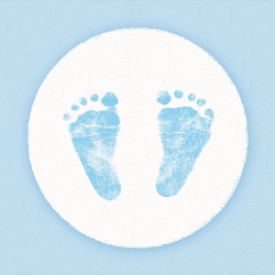 20er Pack Servietten Taufe Babyfüßchen in Hellblau, 33 x 33 cm