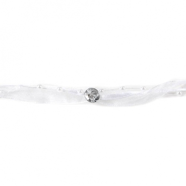 5 Meter Trendy Band mit Perlen und Diamanten in Weiß.