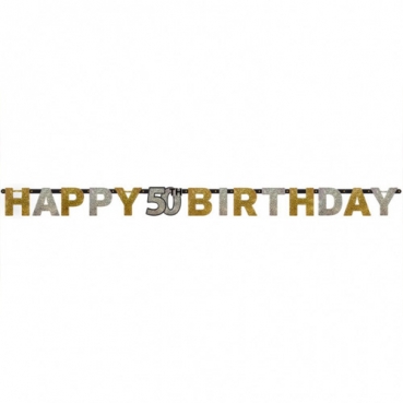 2 Meter Glimmer Partykette Geburtstag -Happy 50th Birthday-