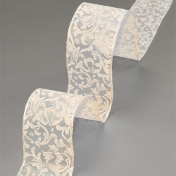 Organza Tischband Castle in Creme, 40 mm