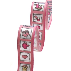 20 Meter Taufe Tischband Natale in Rosa, 25 mm