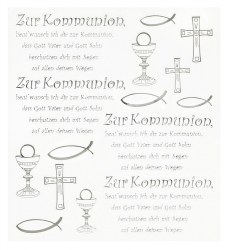 Sticker Zur Kommunion mit Schriftzug und kirchlichen Motiven