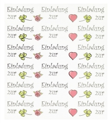 Klebe Sticker Einladung zur mit Schriftzug und Motiven