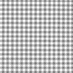 20er Pack Servietten Karo in Grau, 33 x 33 cm