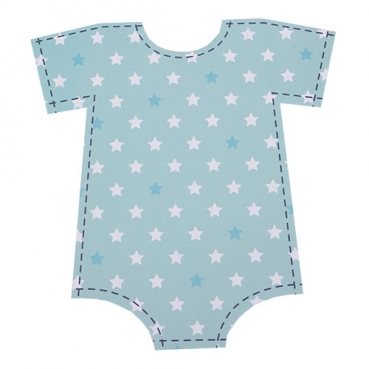 Taufe Girlande mit 12 Babybody-Wimpeln in Blau/Grün.