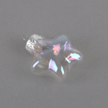 Glas Christbaumschmuck-Stern, klar mit Perlmuttglanz, 40 mm.