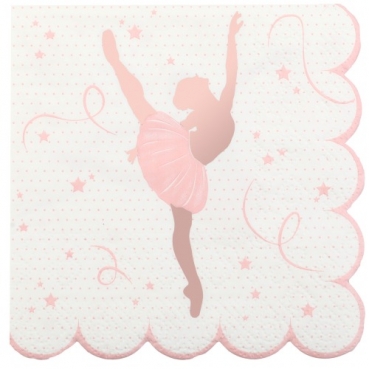 20er Pack Cocktail Servietten Kindergeburtstag, Ballerina in Rosé, zweiseitg, 25 x 25 cm